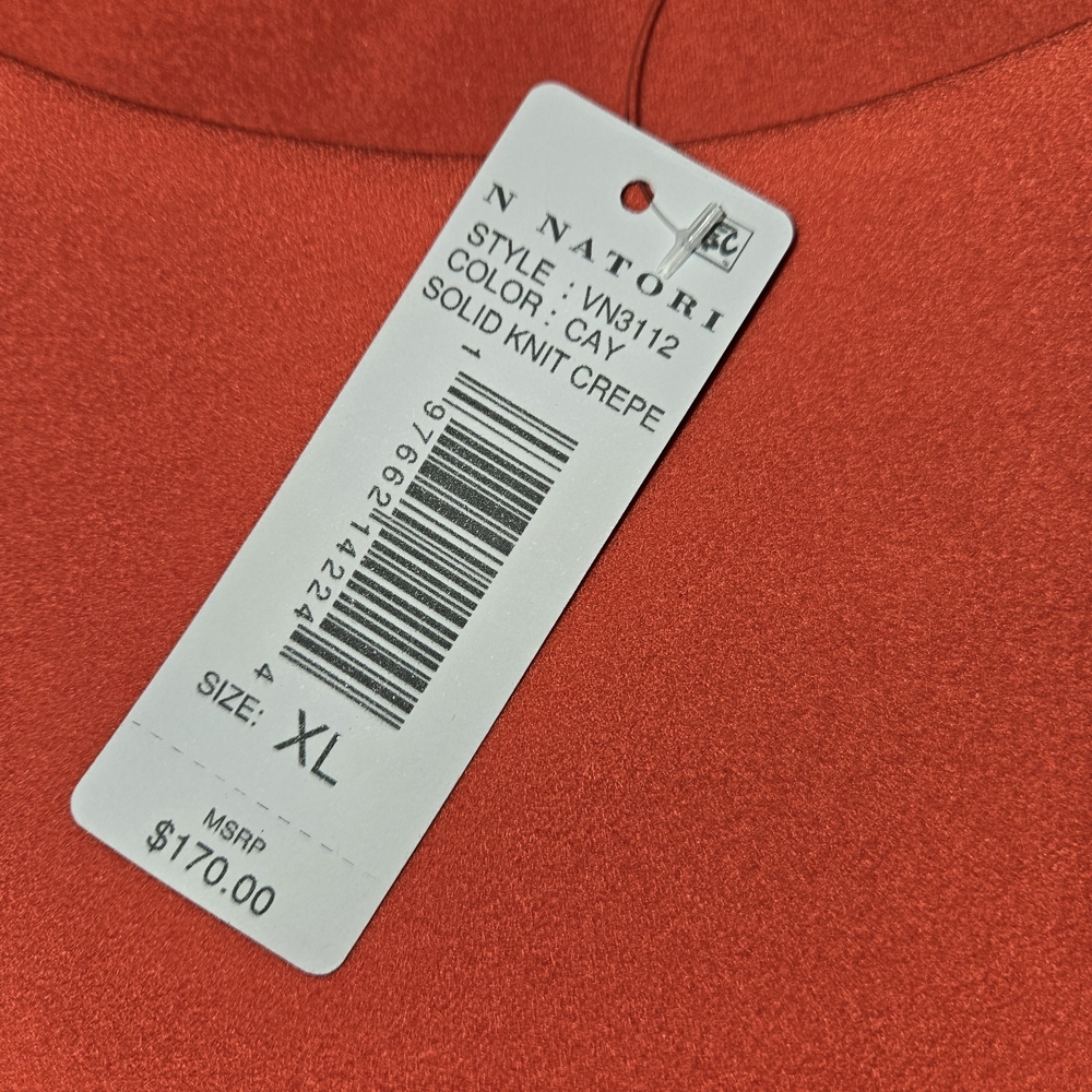 Natori Dress XL Knit Crepe Embroidered Sleeves Pockets NWT Original $170 FLAWED - Picture 8 of 12